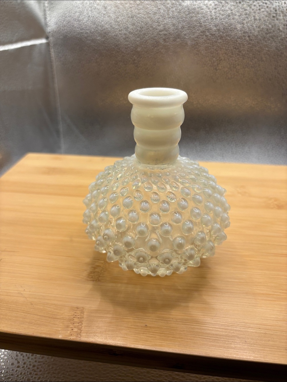Ivory Hobnail Glass Bud Vase - Unknown Brand